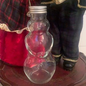 Clear snowman jar. Silver lid screws on